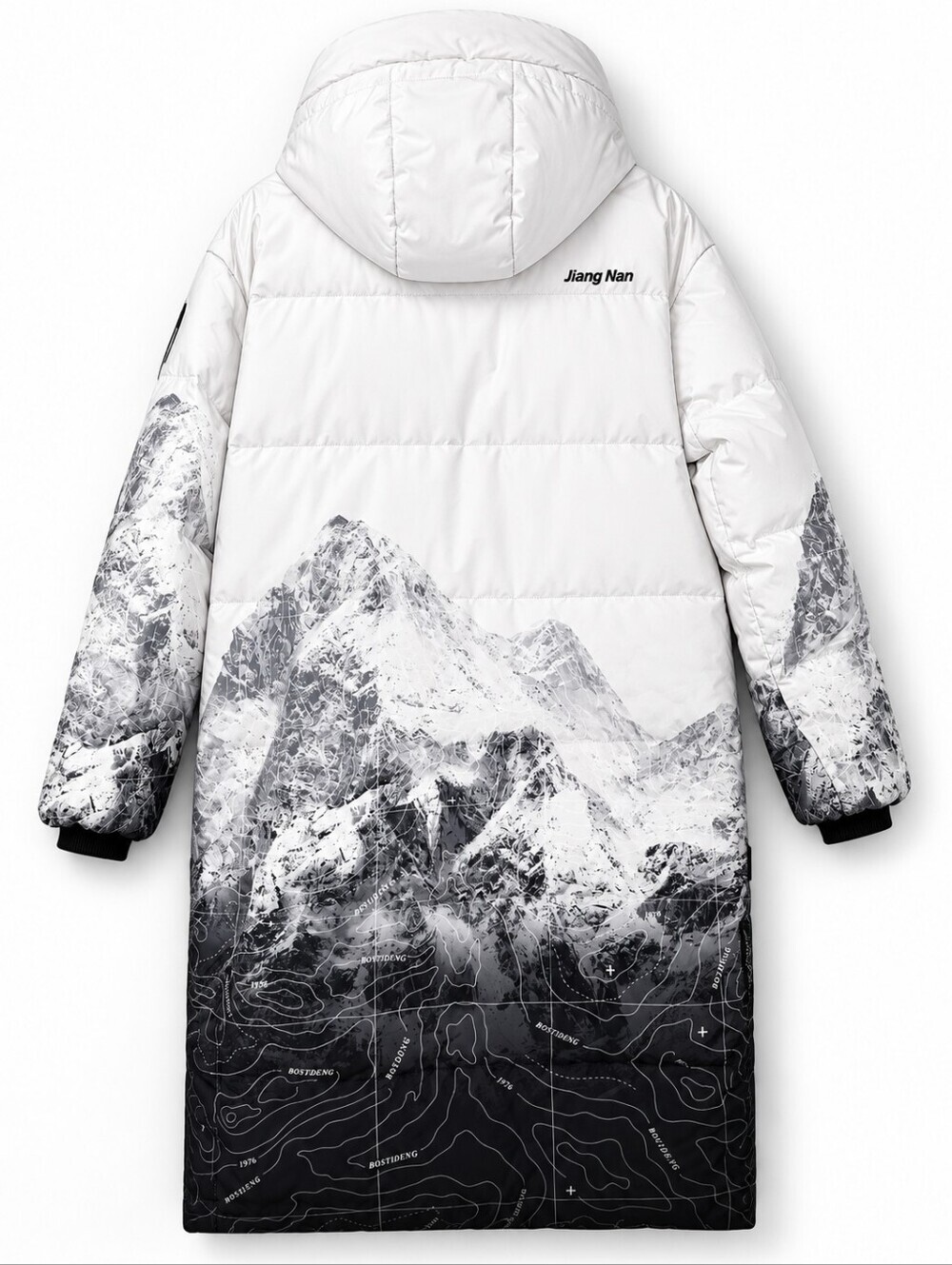 Bosideng Gradient Mountain Print Hooded Puffer Coat White/Black Size XL Unisex - Picture 2 of 16